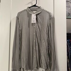 DVF Black and White Patterned Blouse
